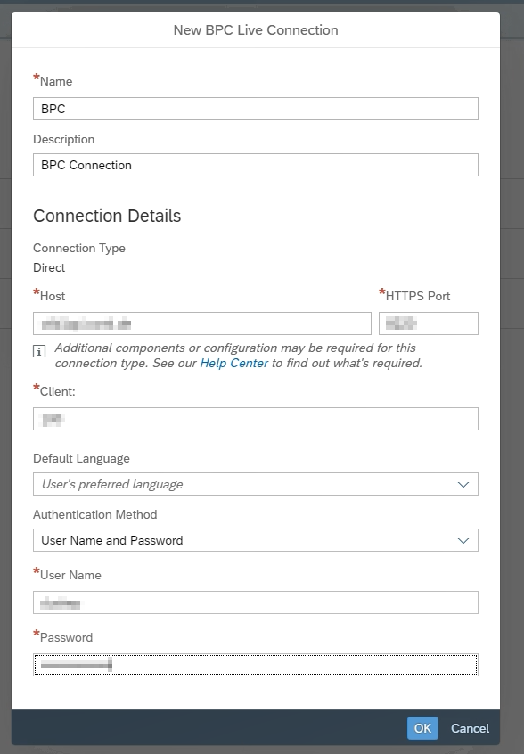 SAP BPC Connection