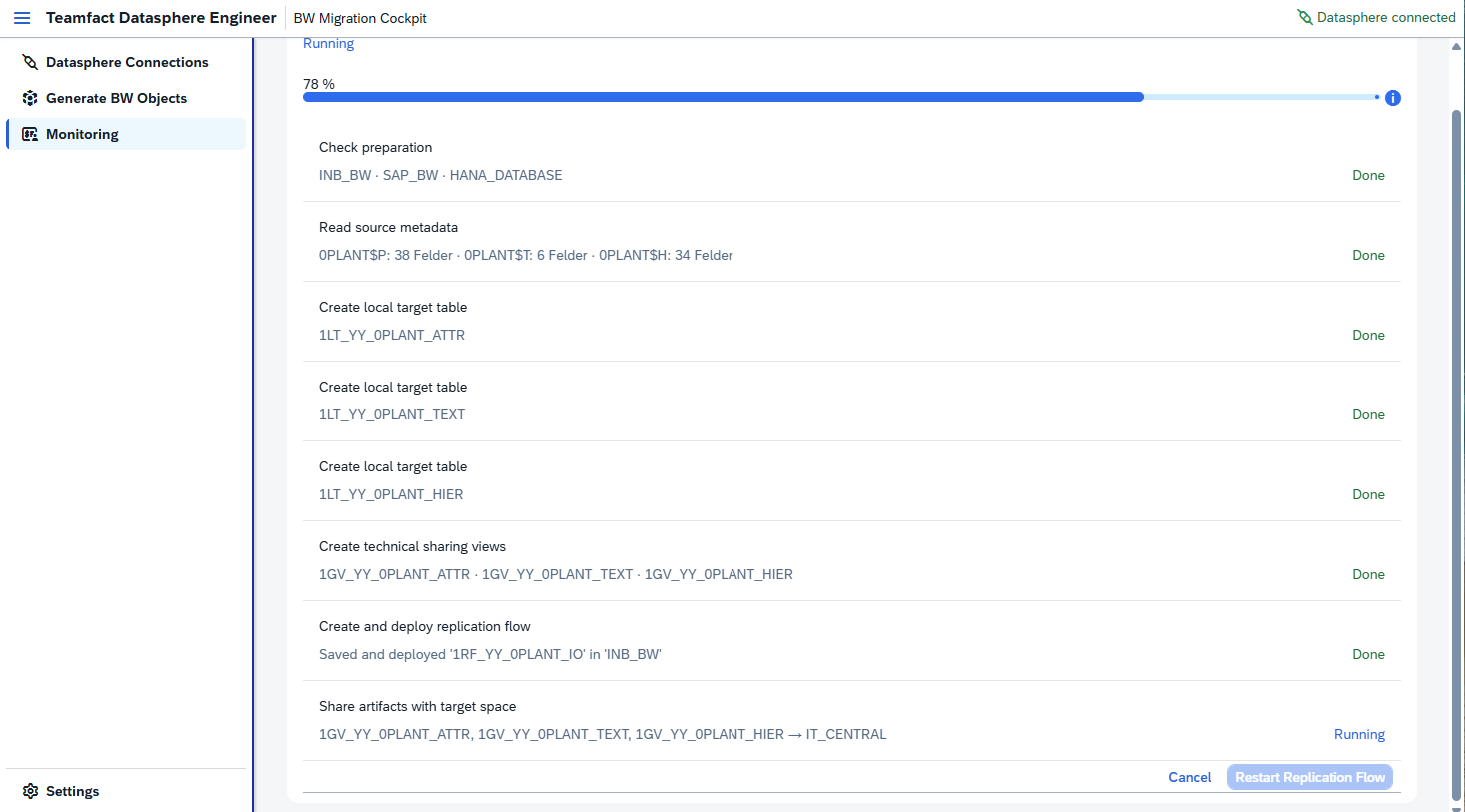 Migration und Monitoring im Teamfact Datasphere Engineer